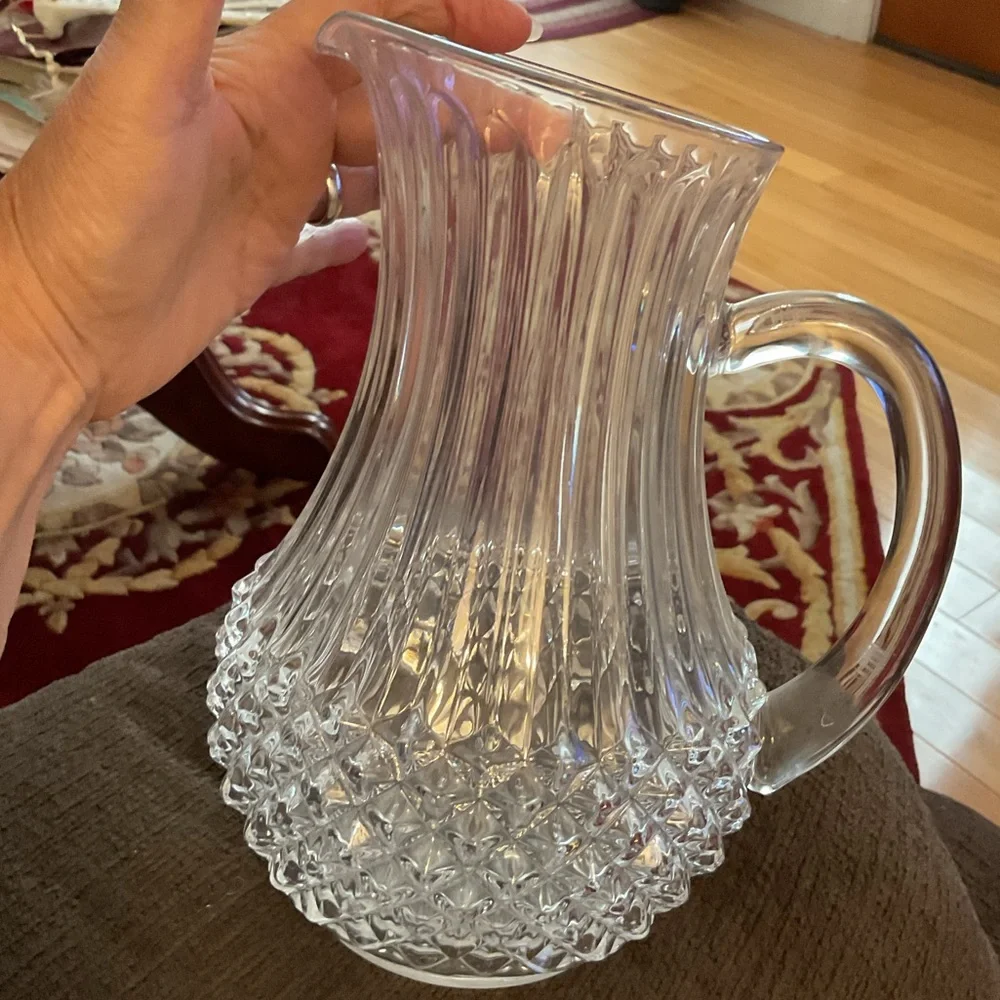 VTG Longchamp Crystal D’Arques Diamond Cut 24% Lead Crystal Clear Pitcher EUC - Picture 7 of 9